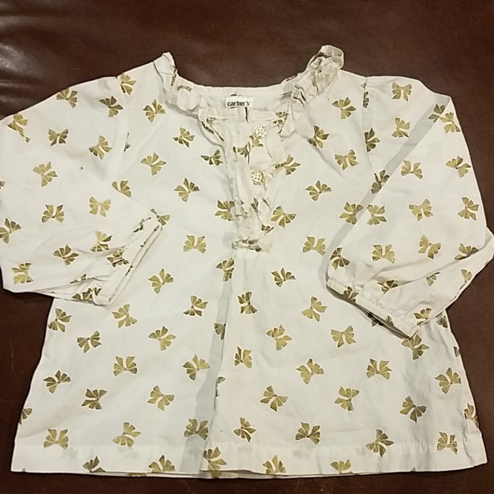 3 / $10 100% white Cotton blouse with gold bows